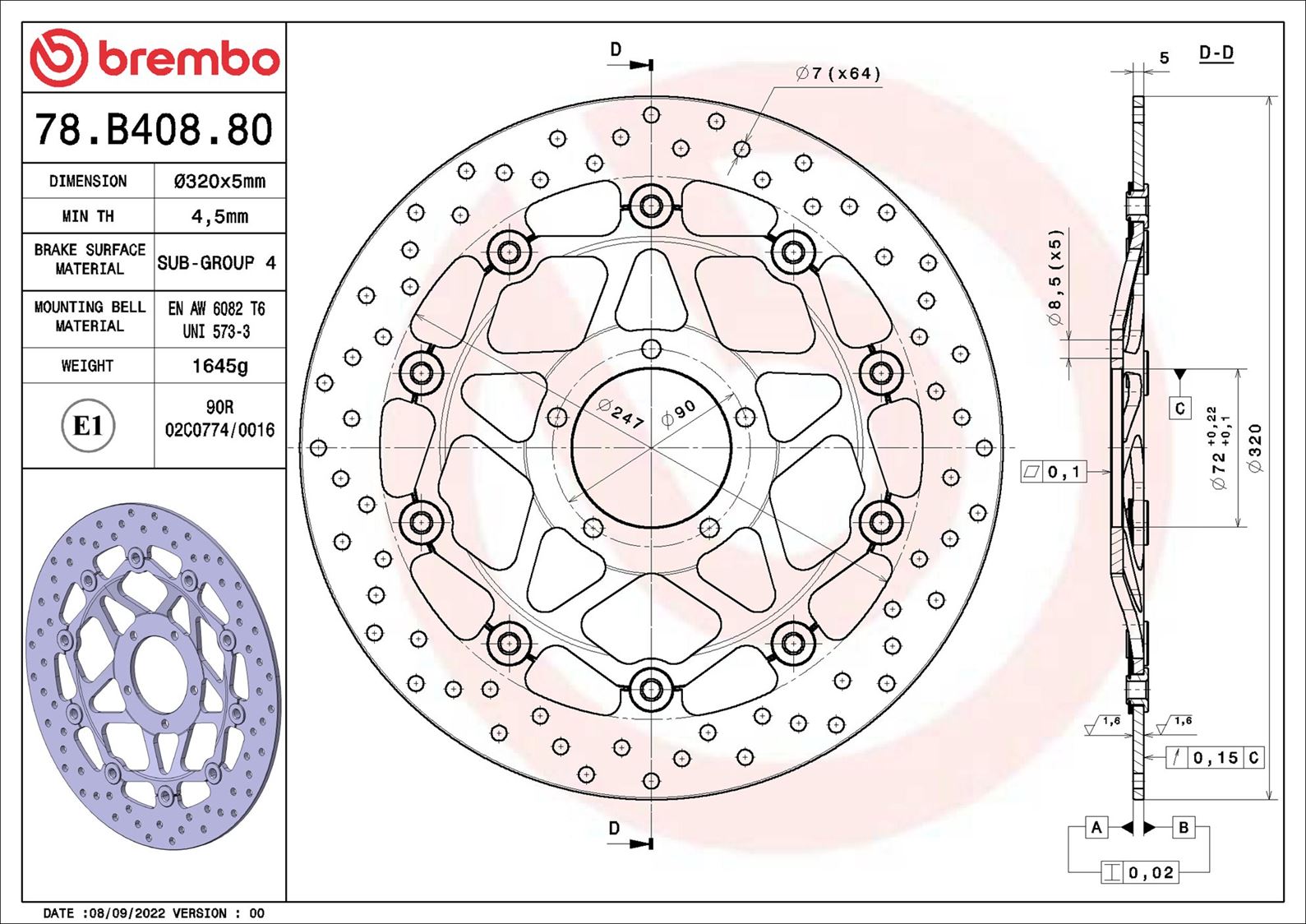 Brembo Remschijf 78B40880