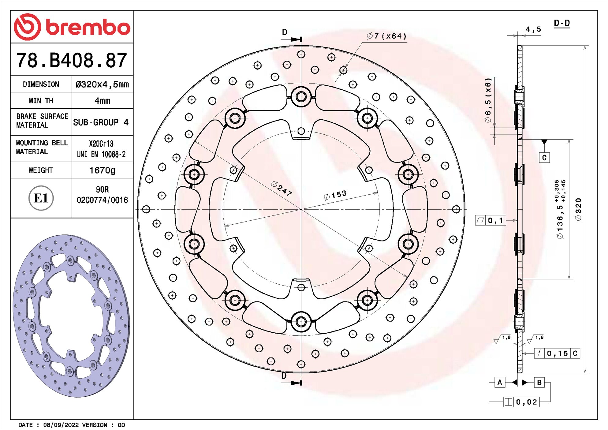 Brembo Remschijf 78B40887
