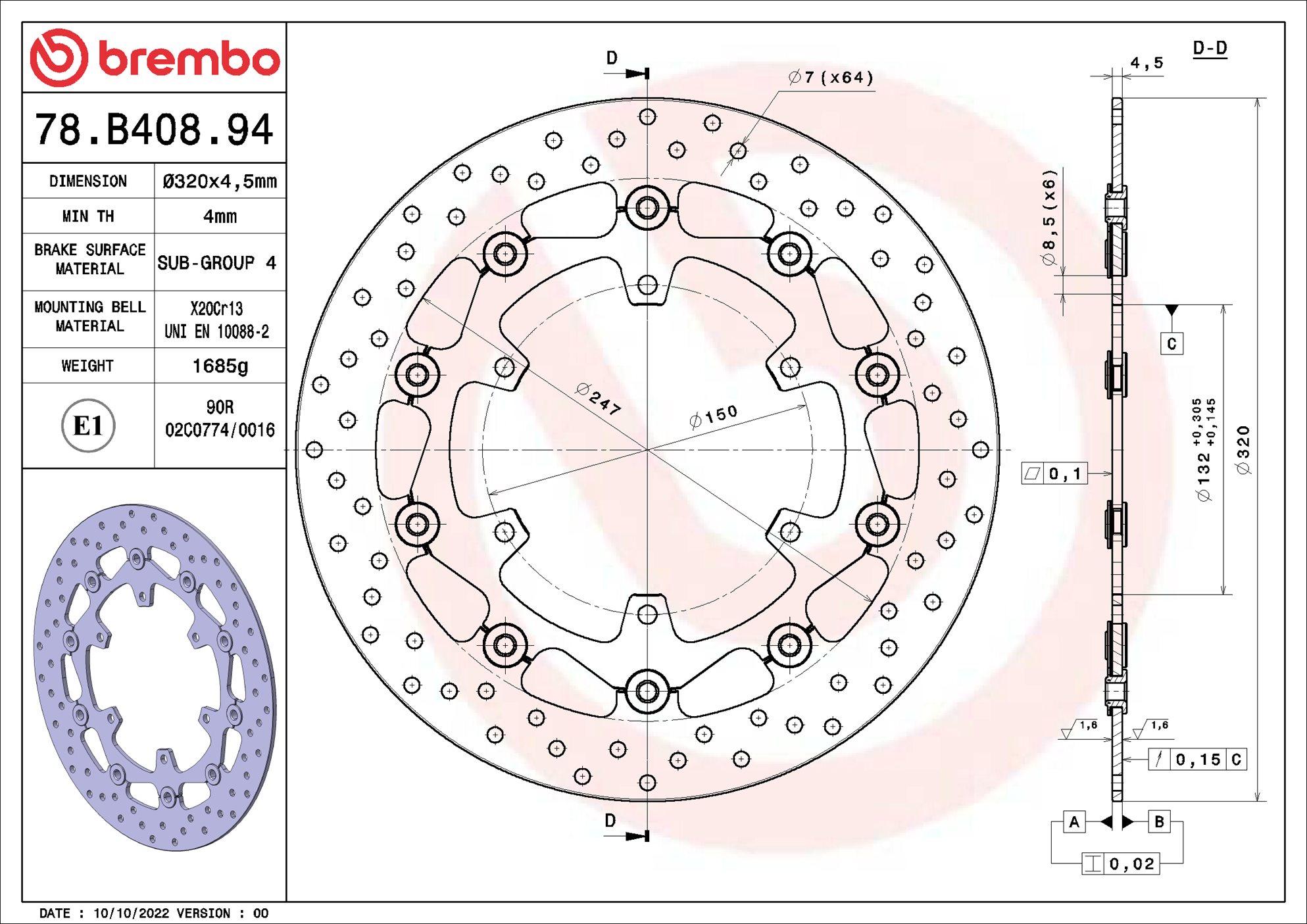 Brembo Remschijf 78B40894