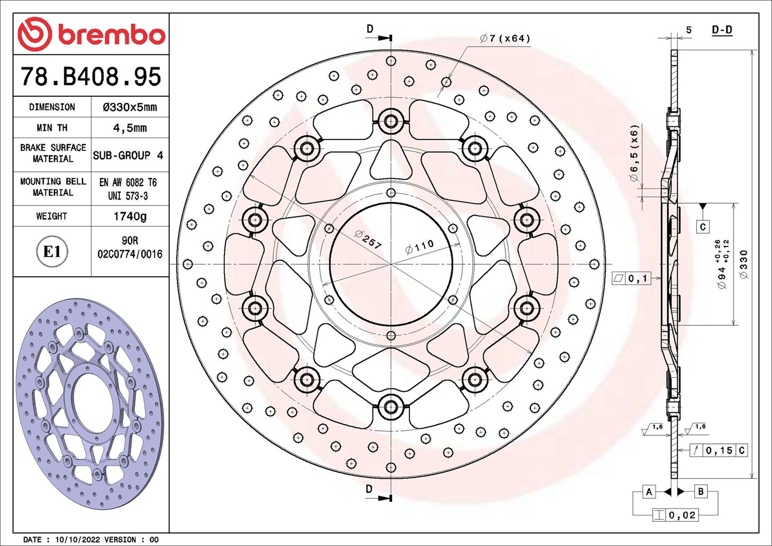 Brembo Remschijf 78B40895