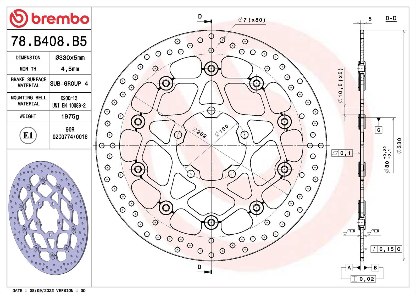 Brembo Remschijf 78B408B5