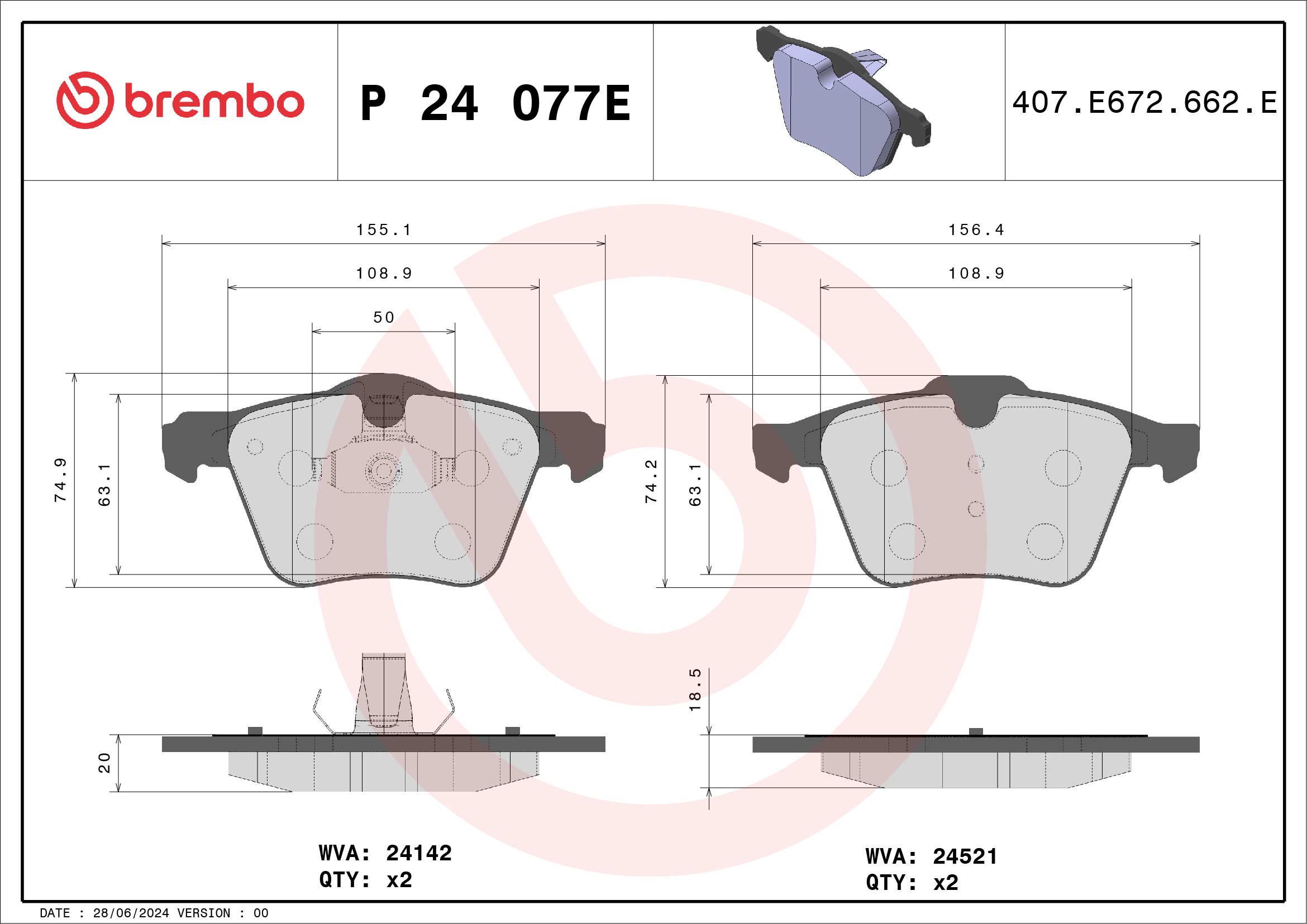 Brembo Remblokset P 24 077E