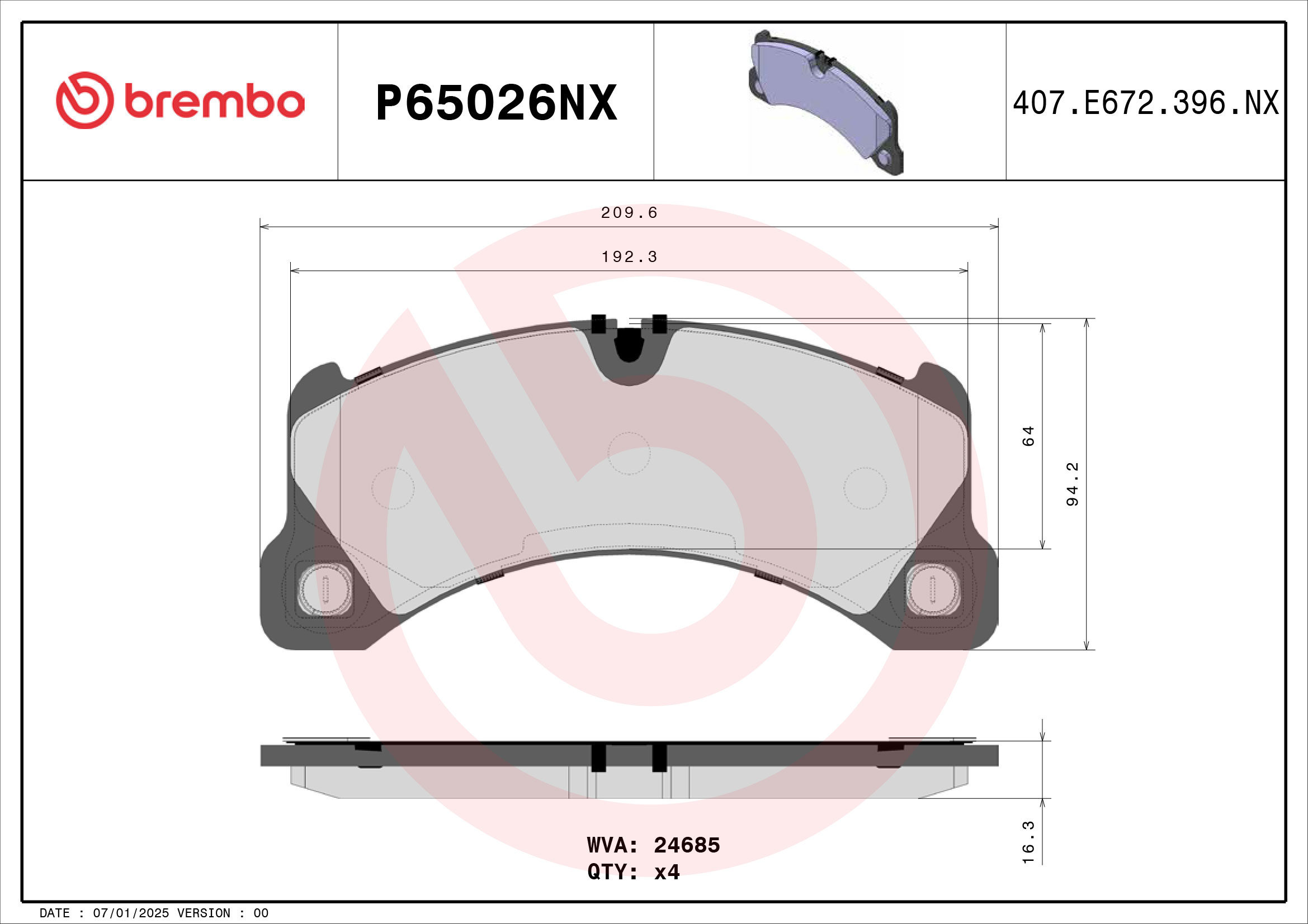 Brembo Remblokkenset, schijfrem P65026NX