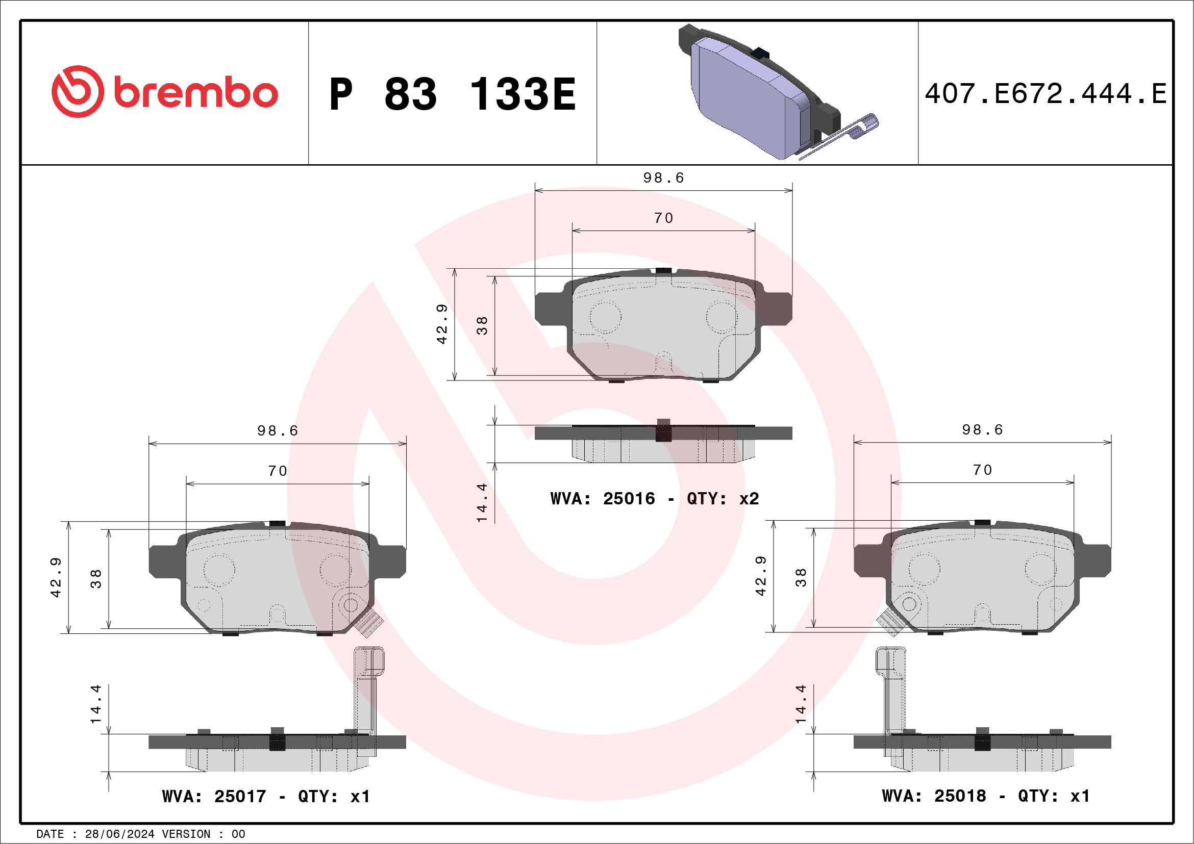 Brembo Remblokset P 83 133E