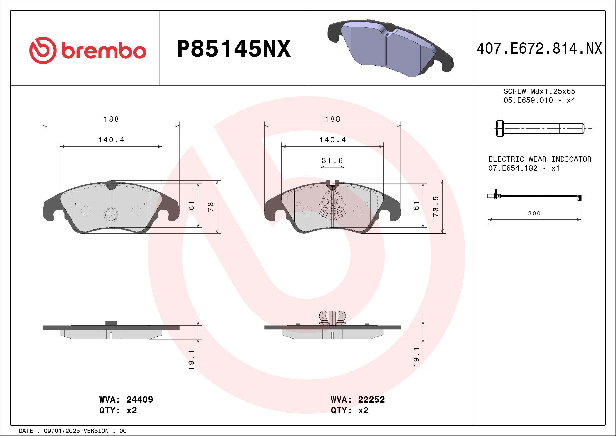 Brembo Remblokkenset, schijfrem P85145NX