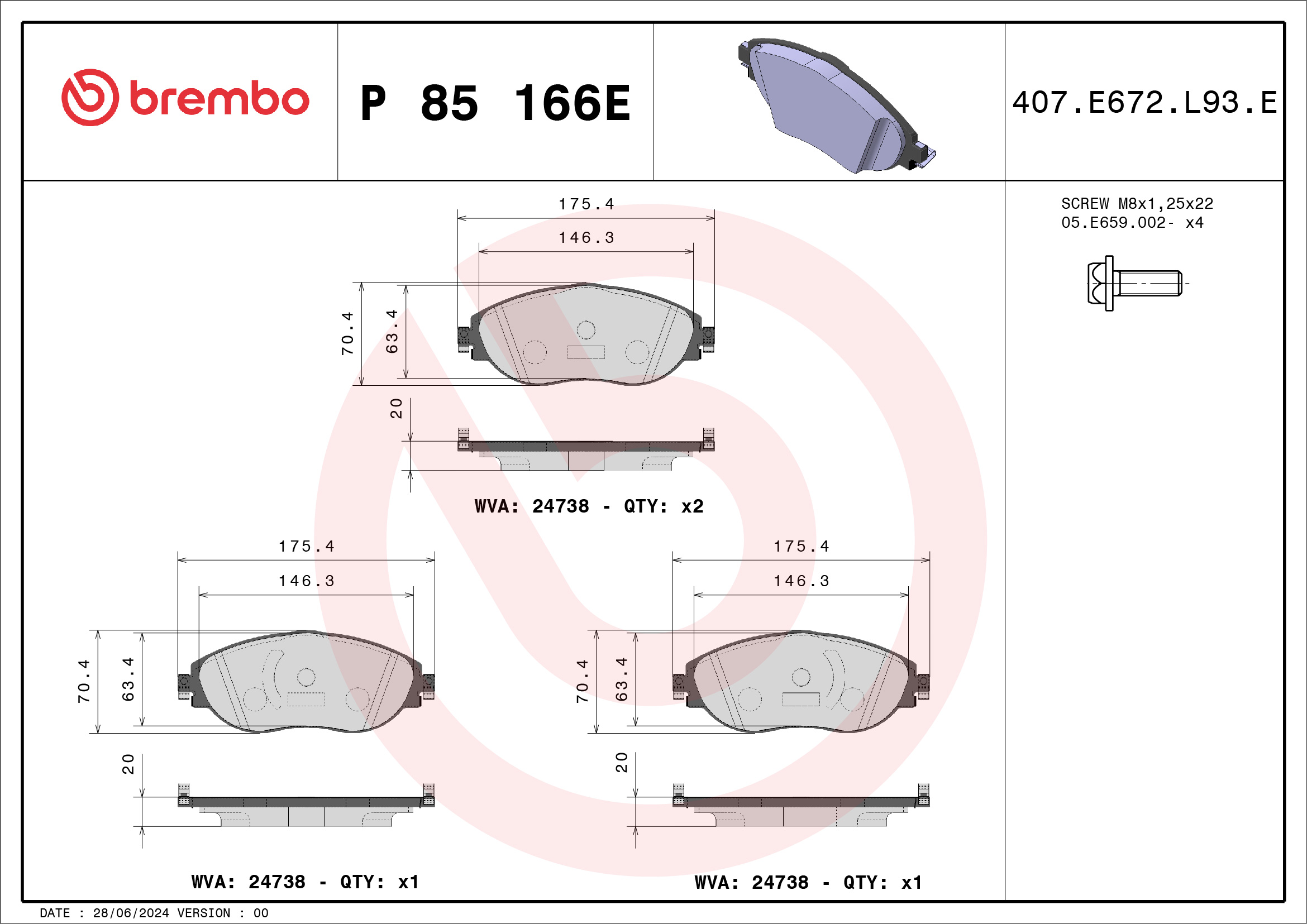 Brembo Remblokset P 85 166E