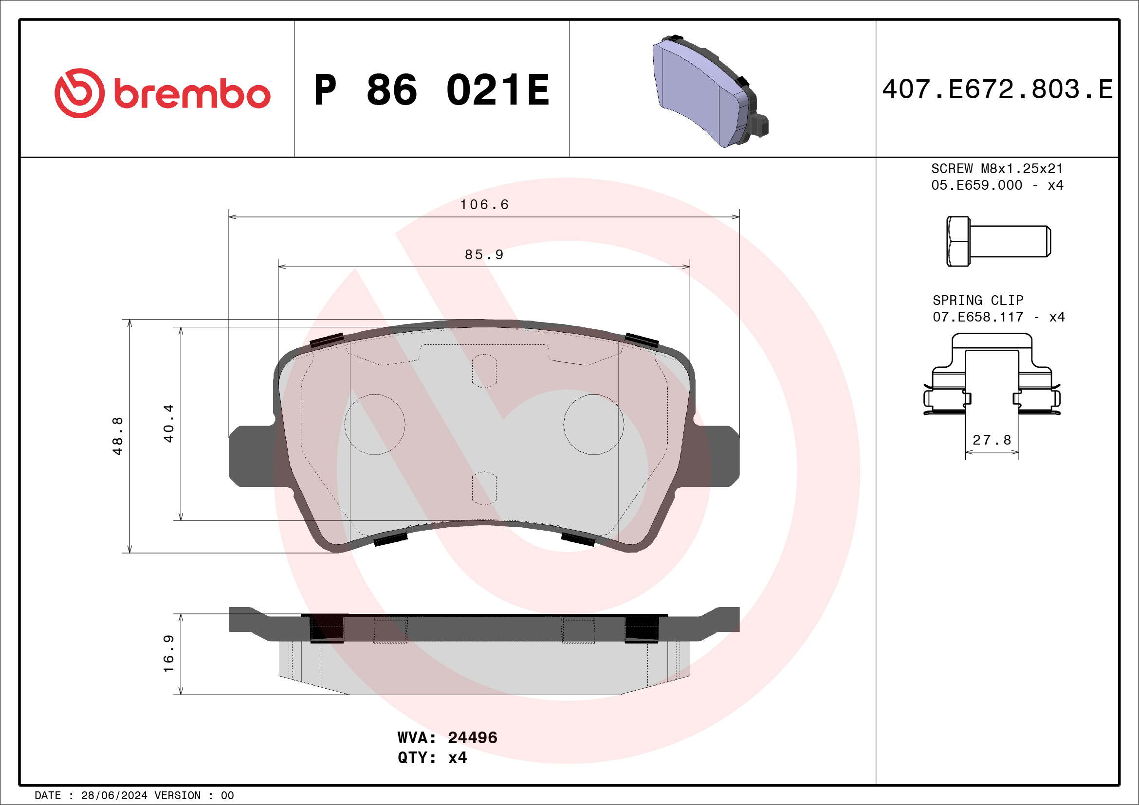 Brembo Remblokset P 86 021E