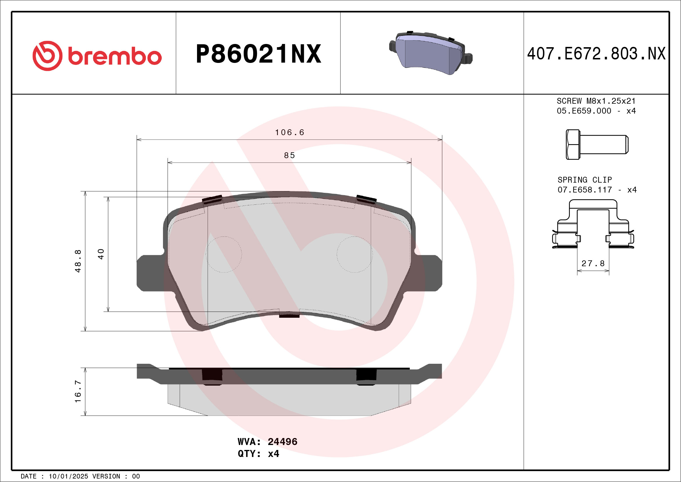 Brembo Remblokkenset, schijfrem P86021NX