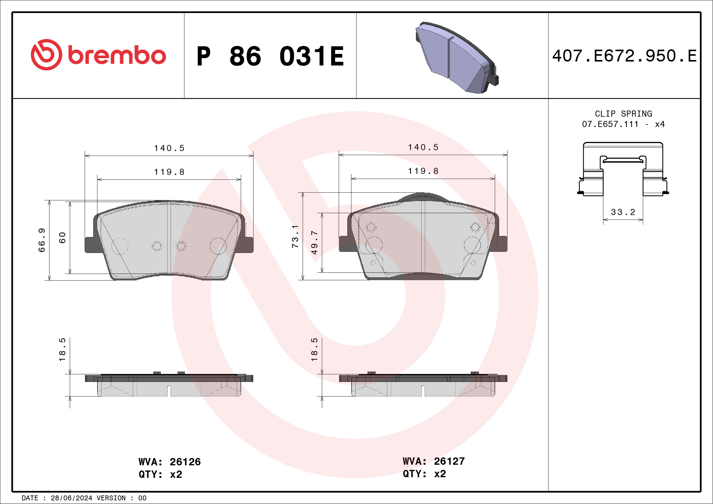 Brembo Remblokset P 86 031E
