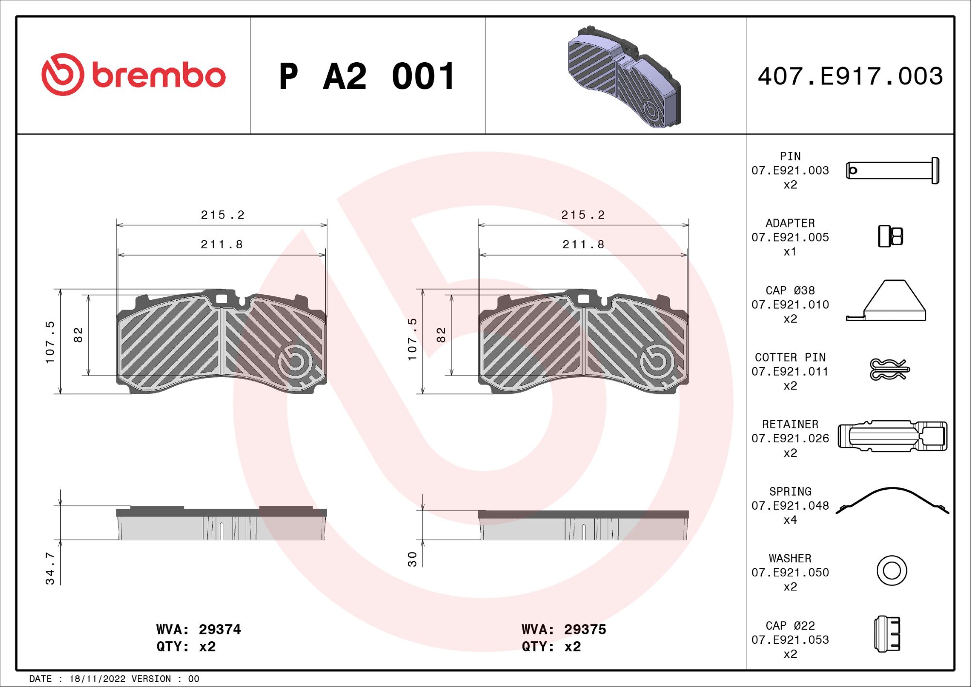 Brembo Remblokset P A2 001