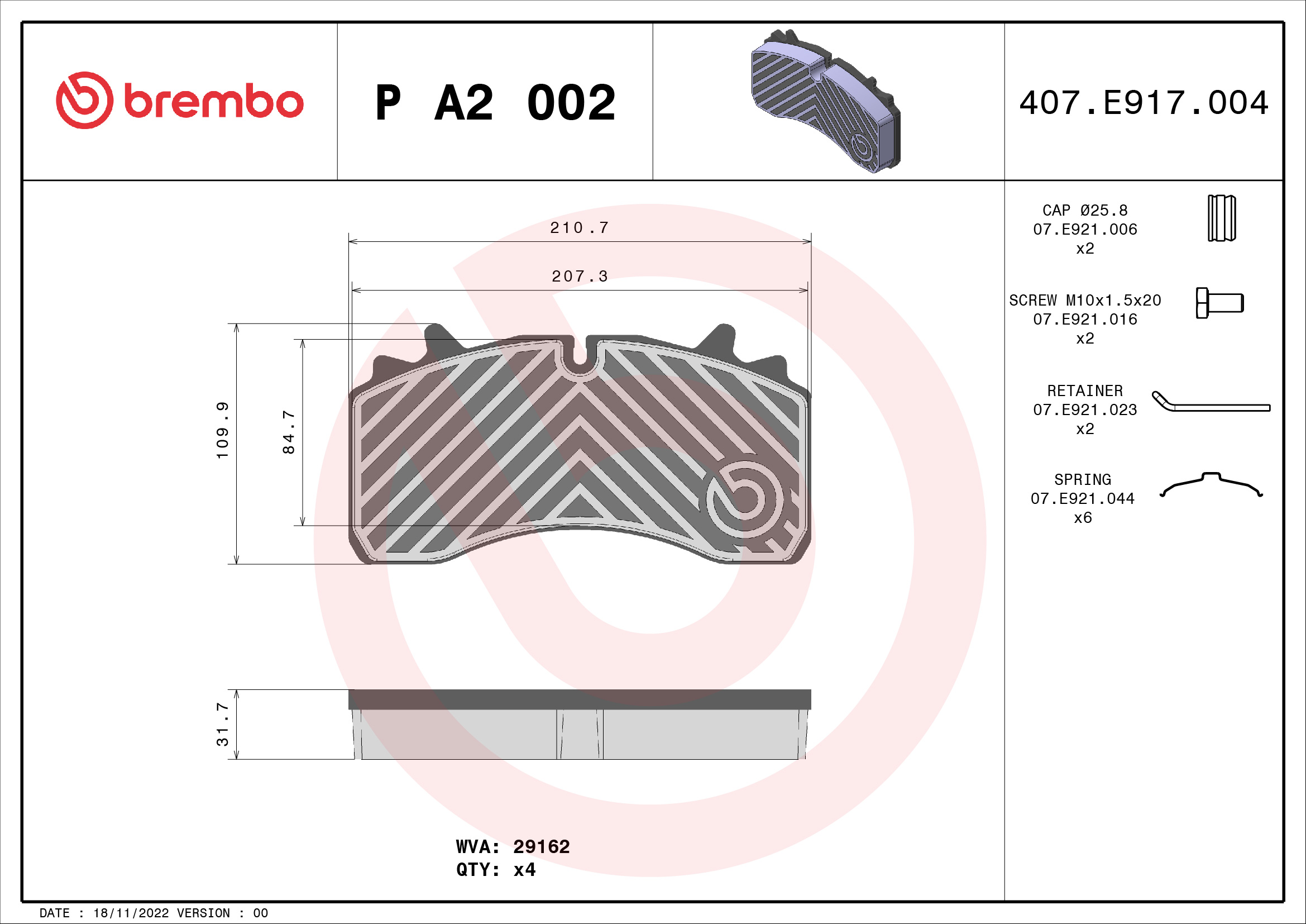 Brembo Remblokset P A2 002