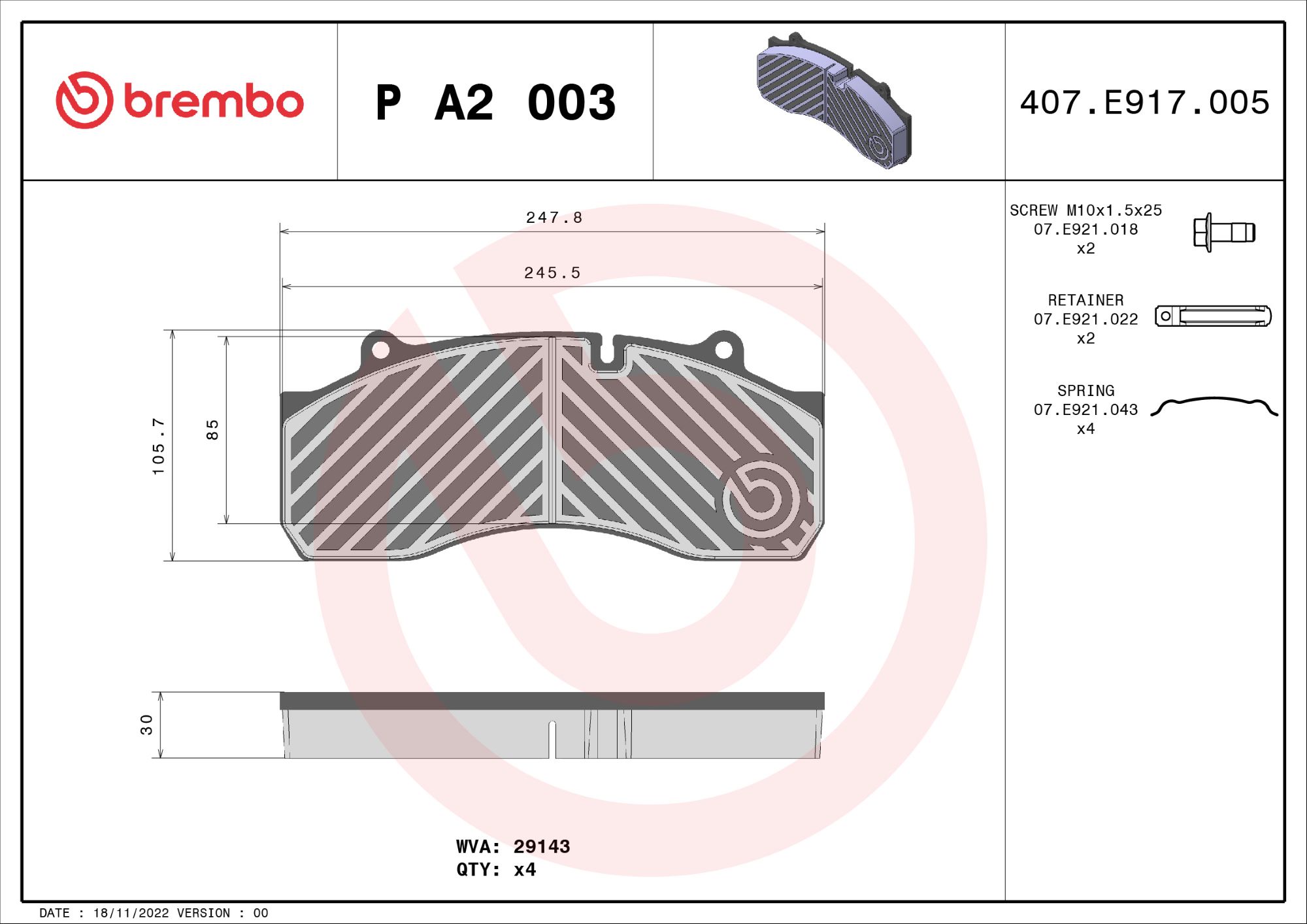 Brembo Remblokset P A2 003