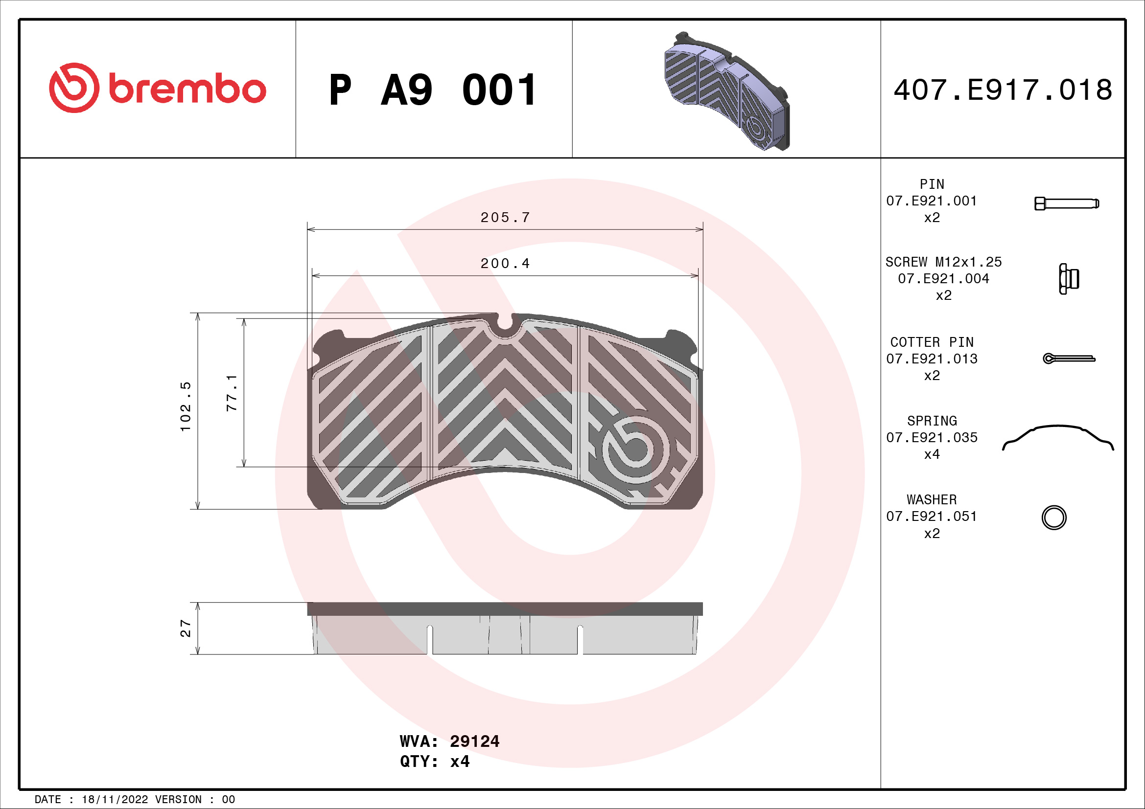 Brembo Remblokset P A9 001