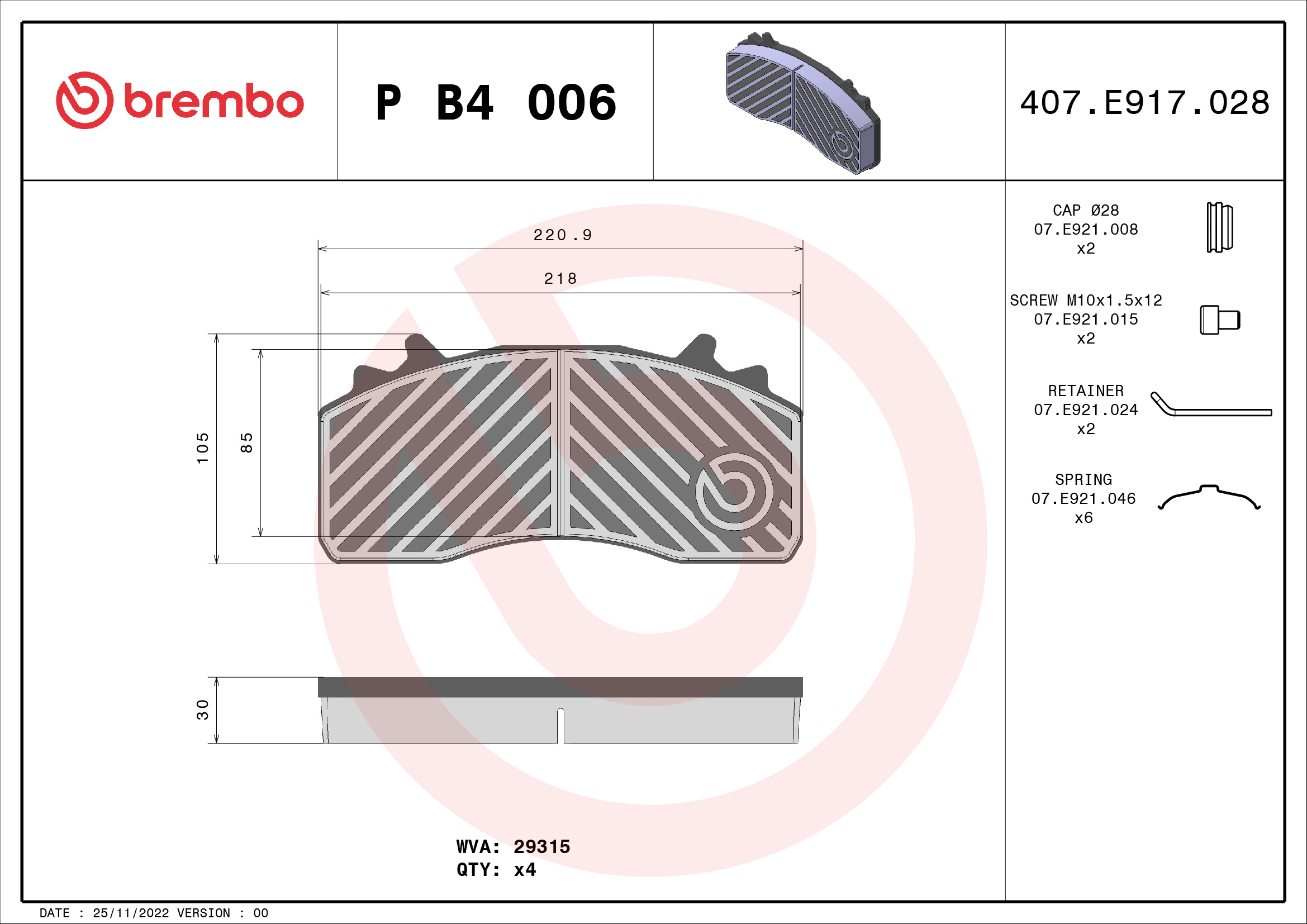 Brembo Remblokset P B4 006