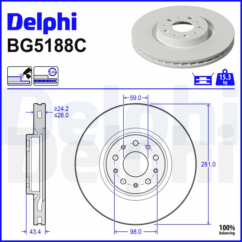 Delphi Diesel Remschijven BG5188C