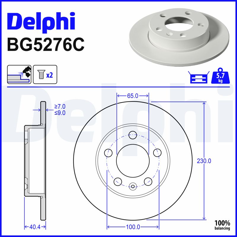 Delphi Diesel Remschijf BG5276C
