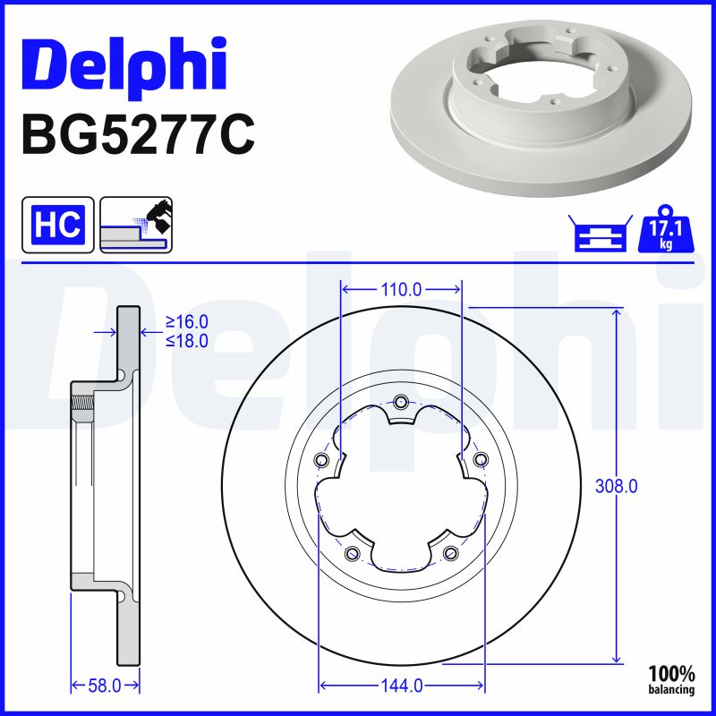 Delphi Diesel Remschijf BG5277C