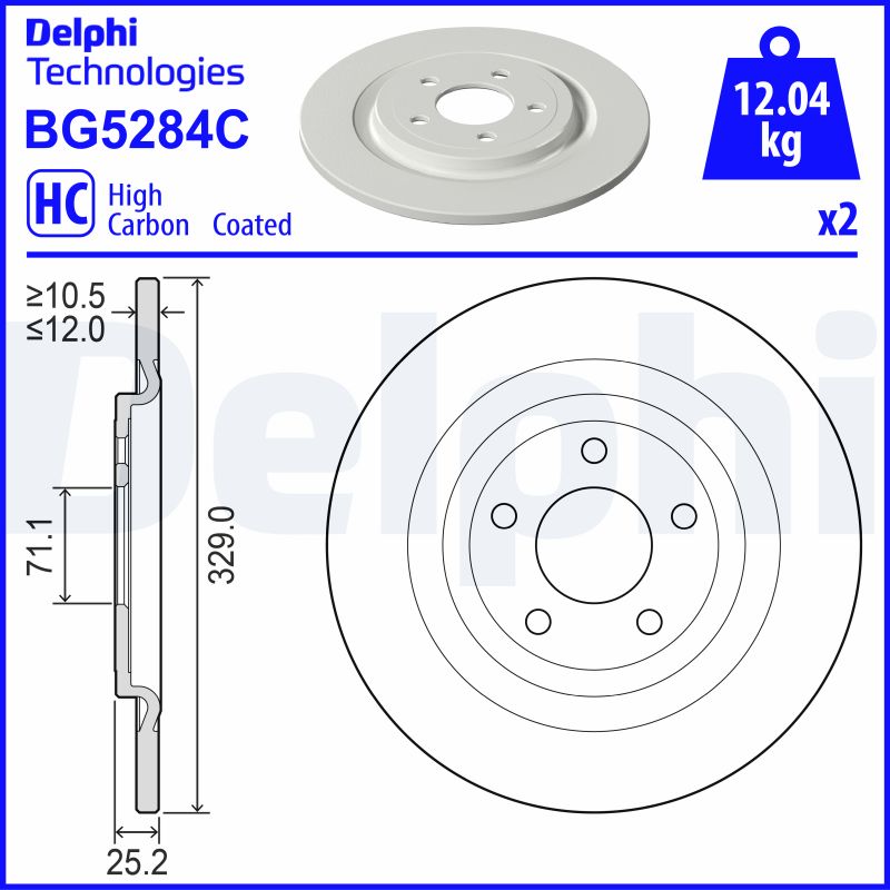 Delphi Diesel Remschijf BG5284C