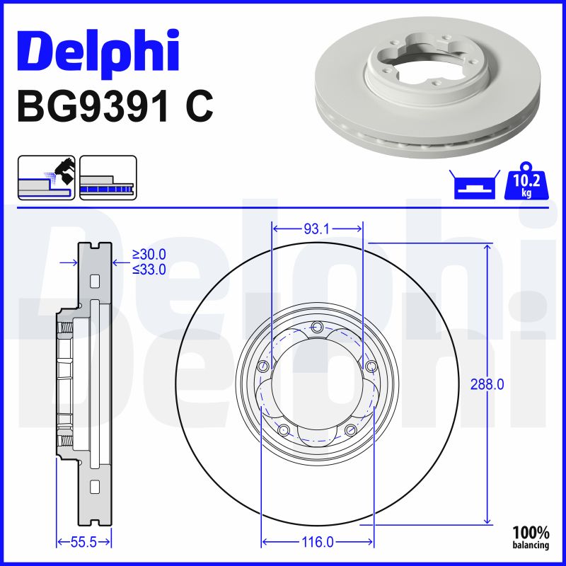 Delphi Diesel Remschijven BG9391C