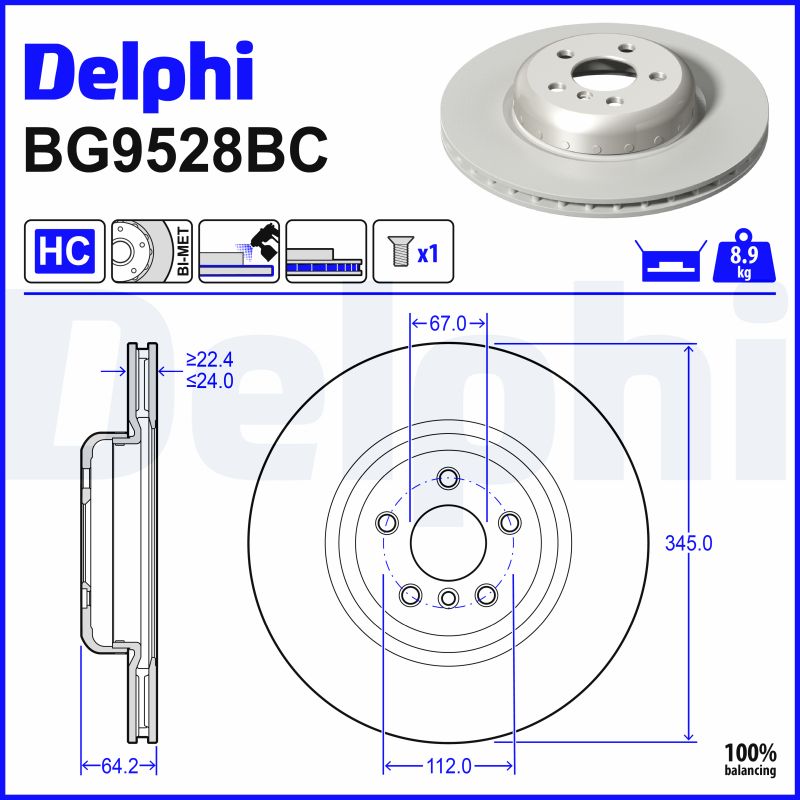 Delphi Diesel Remschijven BG9528BC