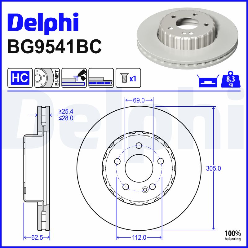 Delphi Diesel Remschijf BG9541BC