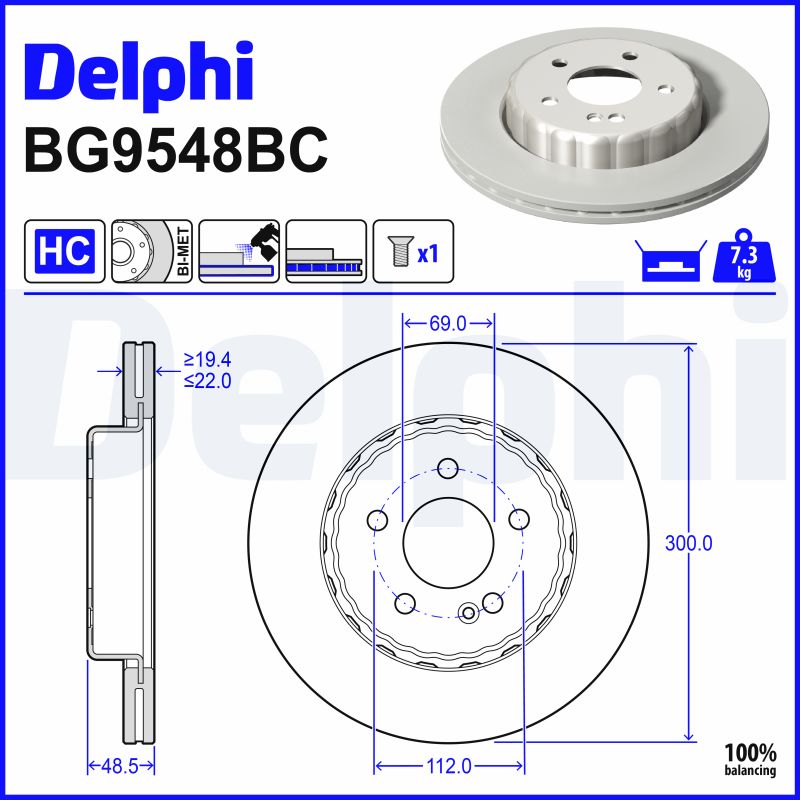 Delphi Diesel Remschijf BG9548BC