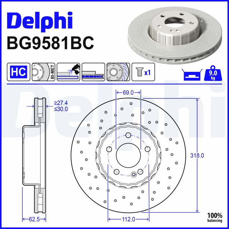 Delphi Diesel Remschijf BG9581BC