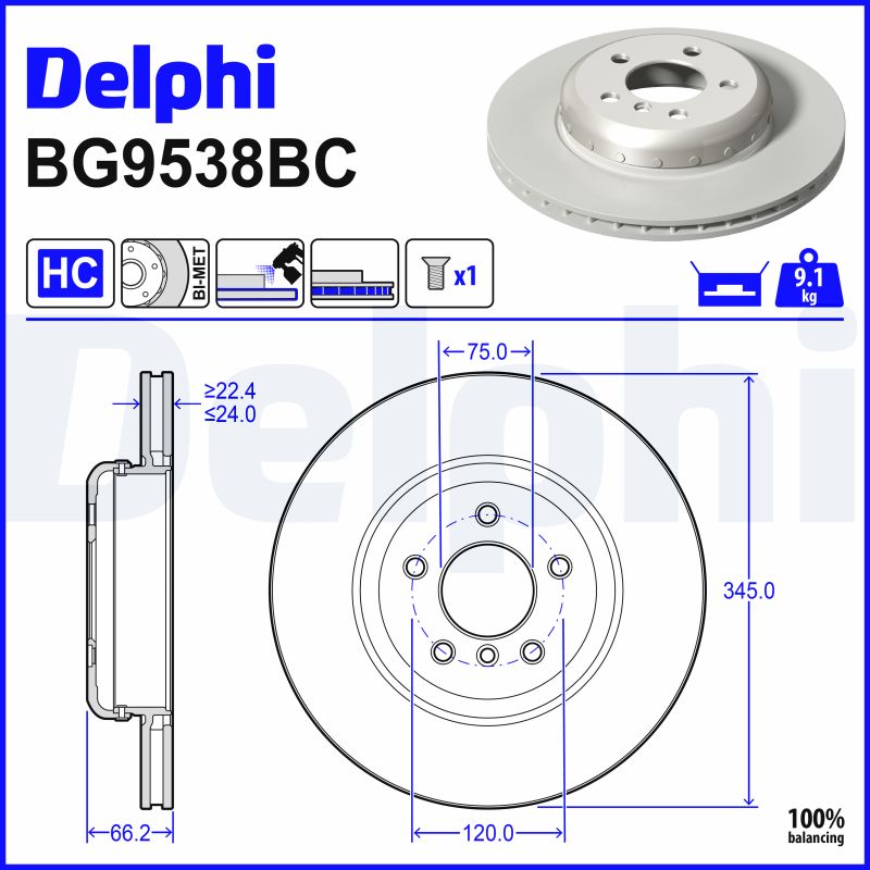 Delphi Diesel Remschijf BG9583BC