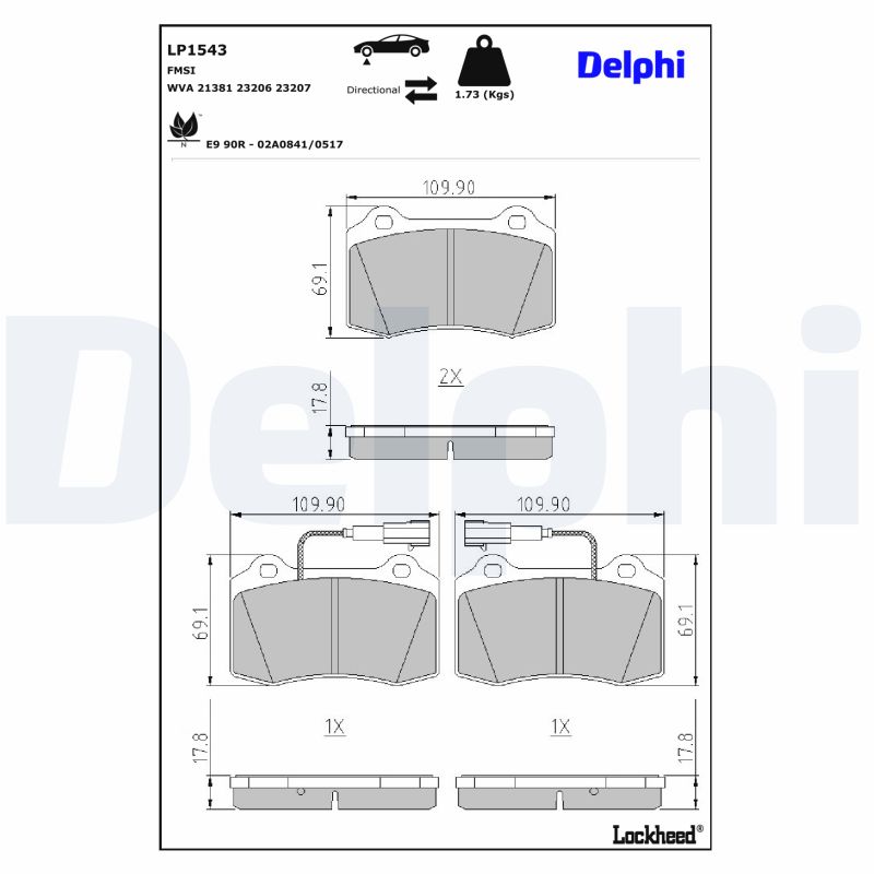 Delphi Diesel Remblokset LP1543
