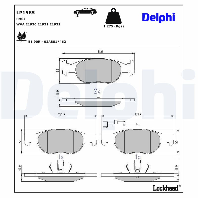 Delphi Diesel Remblokset LP1585