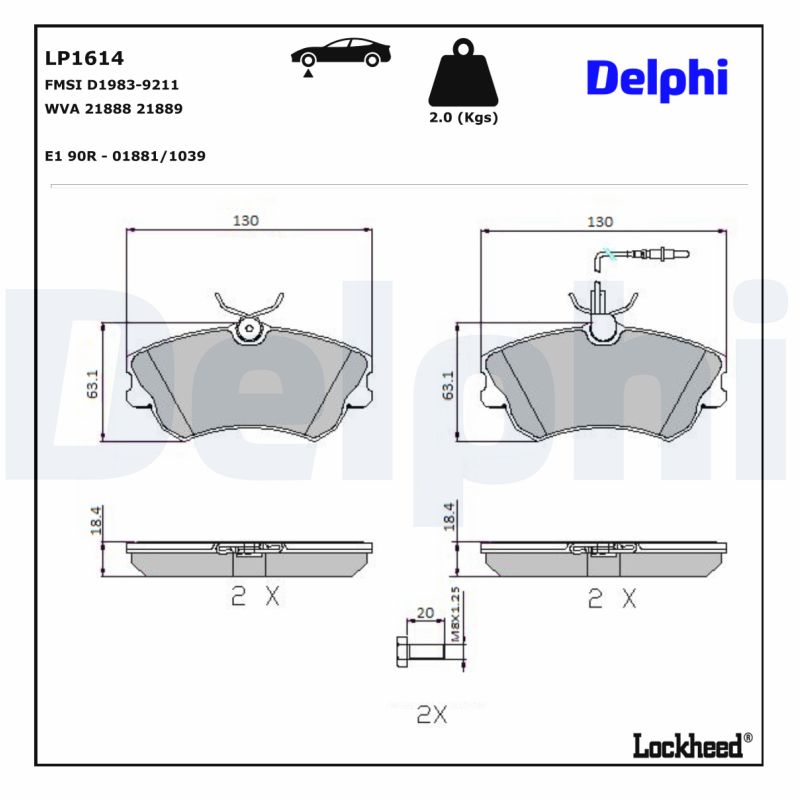 Delphi Diesel Remblokset LP1614