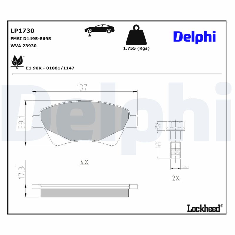 Delphi Diesel Remblokset LP1730