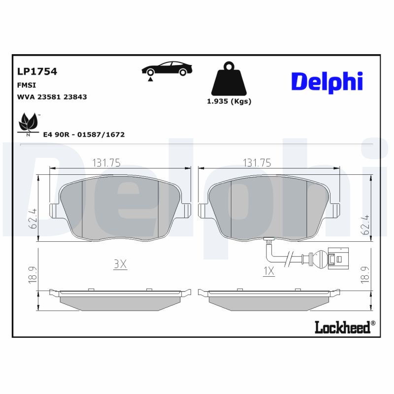 Delphi Diesel Remblokset LP1754
