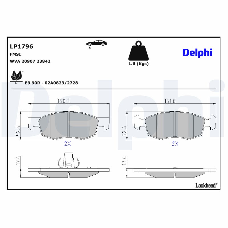 Delphi Diesel Remblokset LP1796