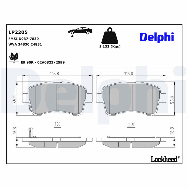 Delphi Diesel Remblokset LP2205