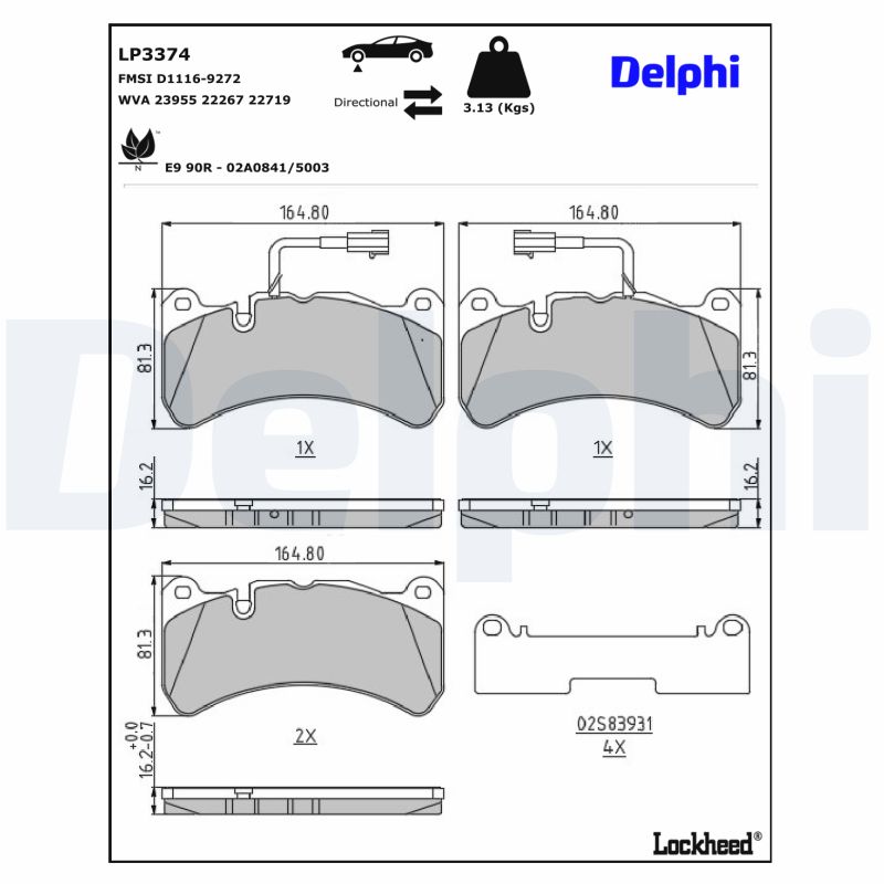 Delphi Diesel Remblokset LP3374