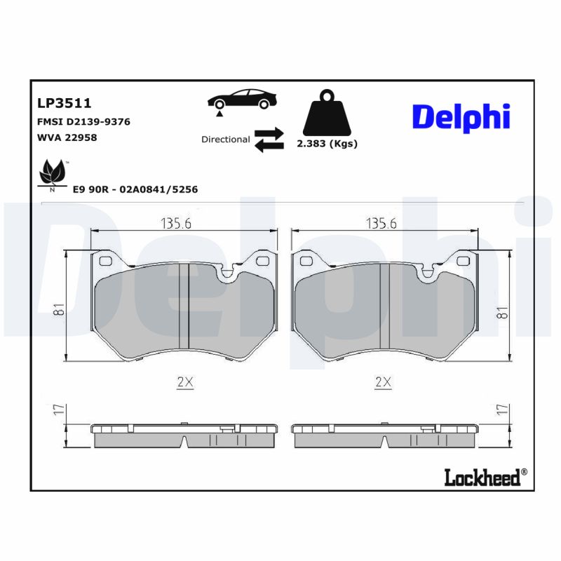Delphi Diesel Remblokset LP3511