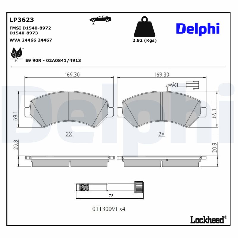 Delphi Diesel Remblokset LP3623