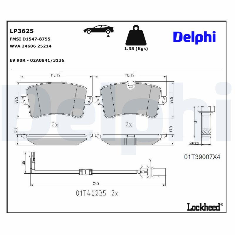 Delphi Diesel Remblokset LP3625