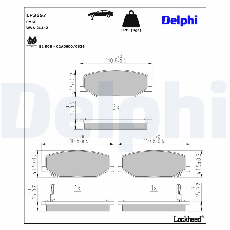 Delphi Diesel Remblokset LP3657