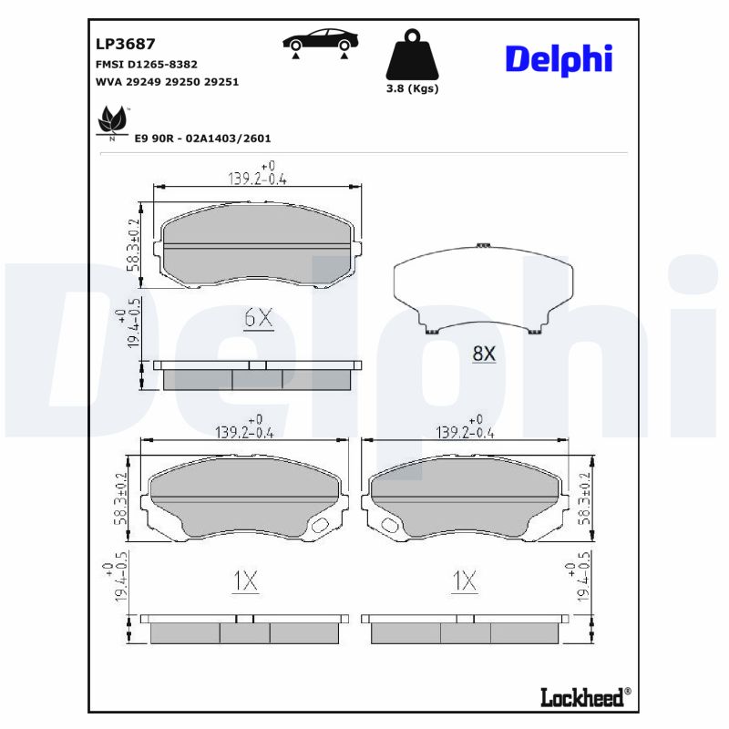 Delphi Diesel Remblokset LP3687