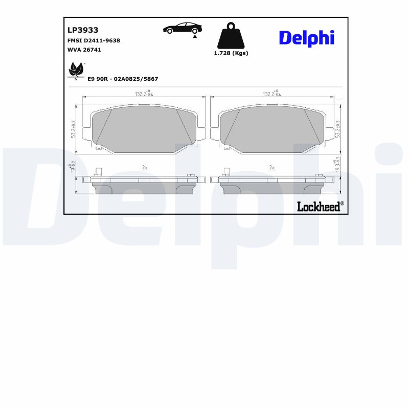 Delphi Diesel Remblokkenset, schijfrem LP3933