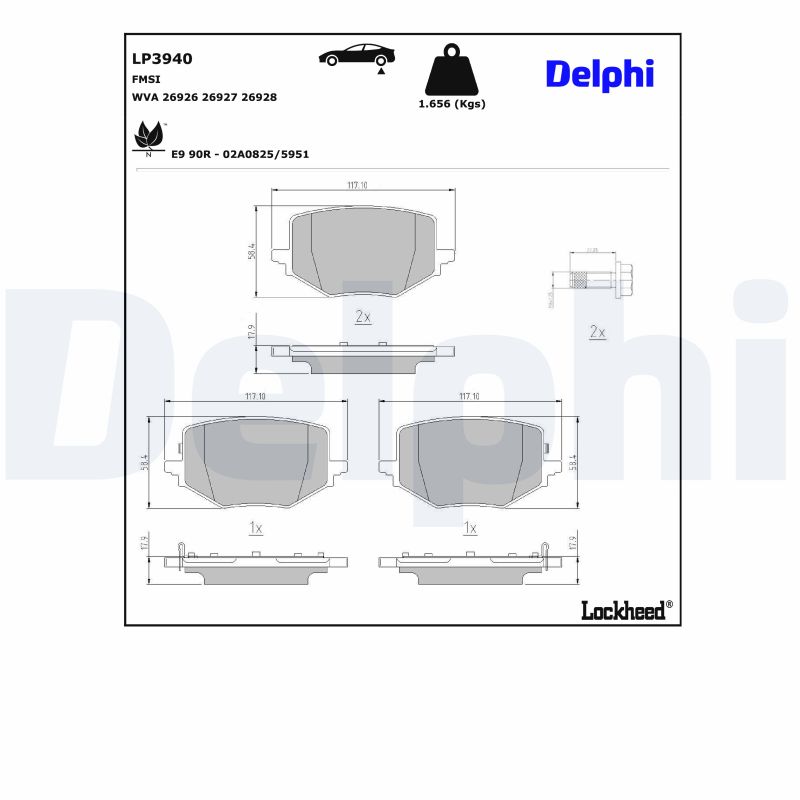 Delphi Diesel Remblokkenset, schijfrem LP3940