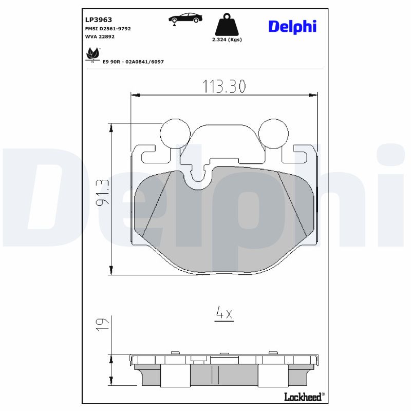 Delphi Diesel Remblokkenset, schijfrem LP3963