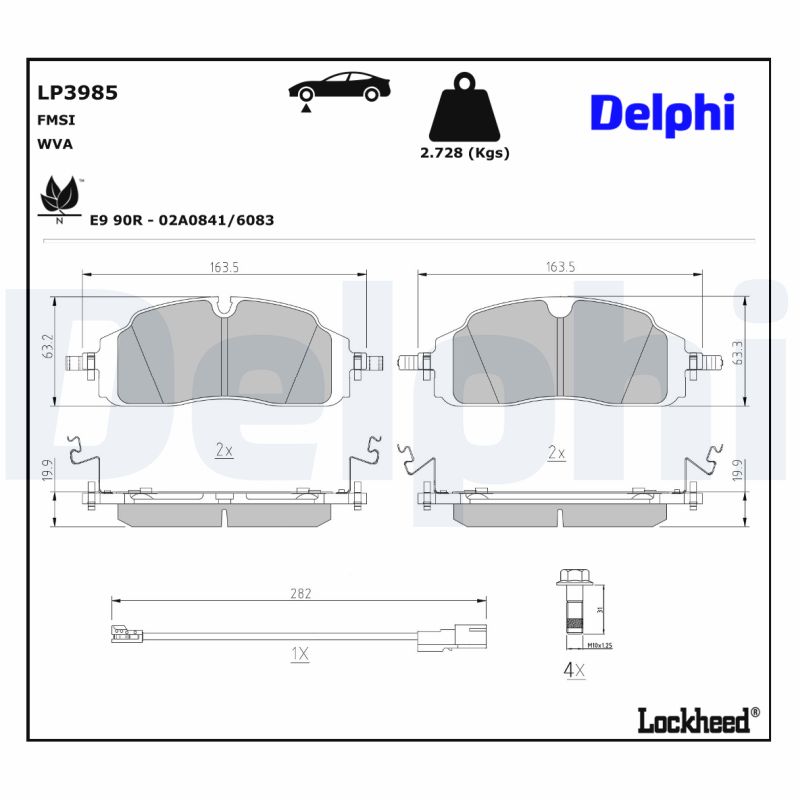 Delphi Diesel Remblokkenset, schijfrem LP3985