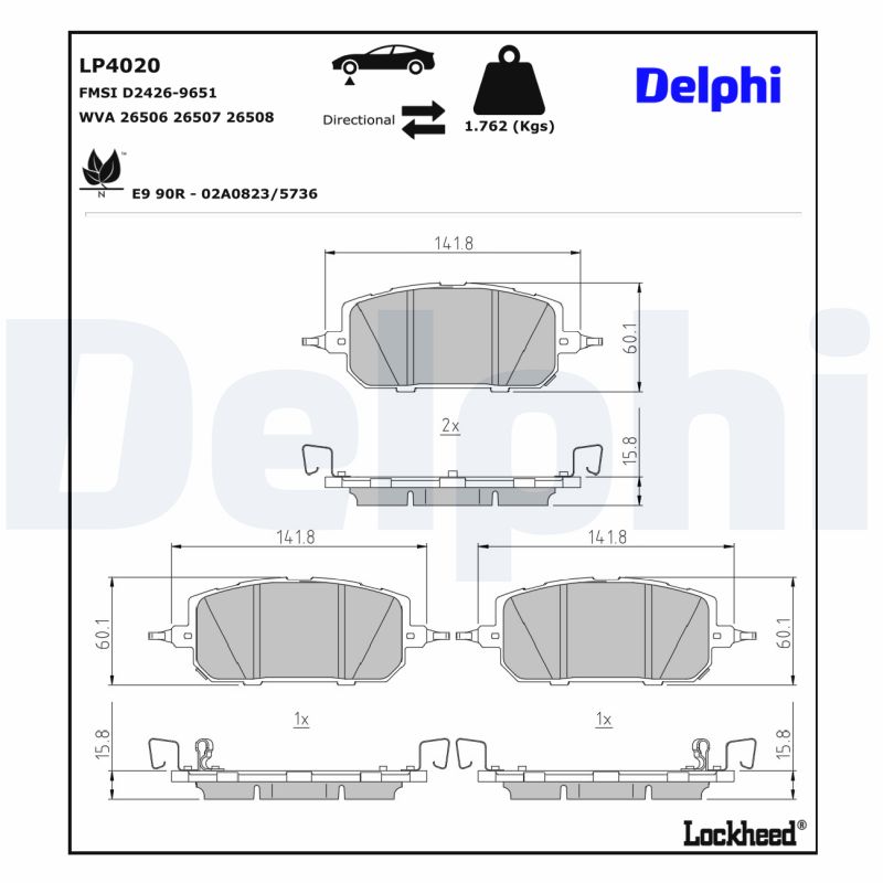 Delphi Diesel Remblokkenset, schijfrem LP4020