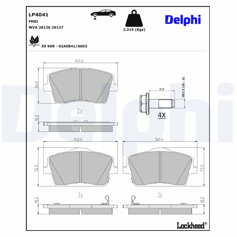 Delphi Diesel Remblokkenset, schijfrem LP4041