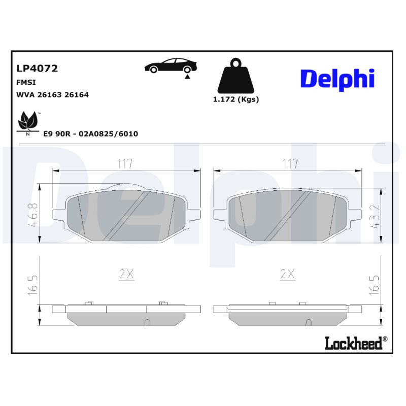 Delphi Diesel Remblokkenset, schijfrem LP4072