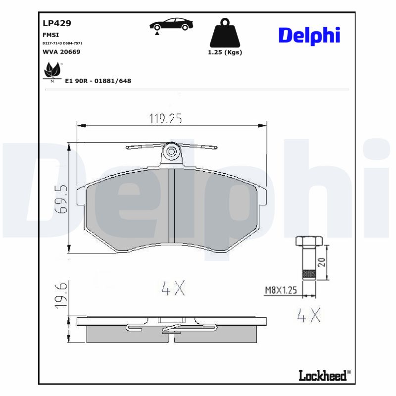 Delphi Diesel Remblokset LP429