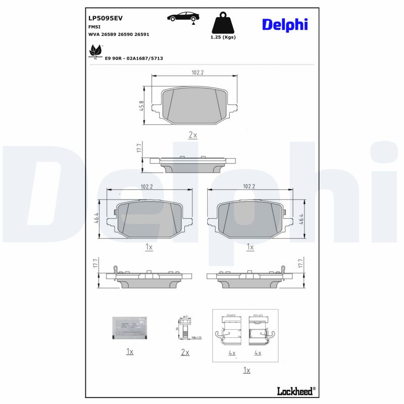 Delphi Diesel Remblokkenset, schijfrem LP5095EV
